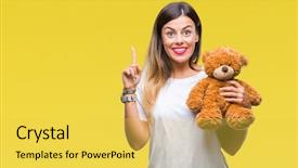  Presentation with teddy bear - PPT theme featuring finger with happy face number background and a  colored foreground