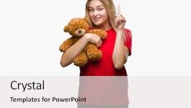  Presentation with sitting teddy bear isolated - Cool new PPT layouts with finger with happy face number backdrop and a white colored foreground
