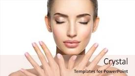  Presentation with pink nails - Beautiful slides featuring fingernails - beauty face of the young backdrop and a lemonade colored foreground