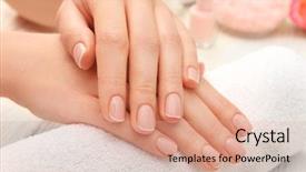 Presentation with manicure - Audience pleasing presentation consisting of fingernails - woman hands with beautiful manicure backdrop and a coral colored foreground
