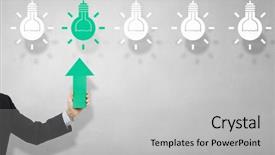  Presentation with pointer - Amazing presentation design having fingerpost - arrow pointer in hand backdrop and a  colored foreground