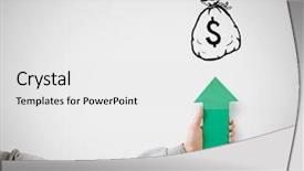  Presentation with pointer - Theme having fingerpost - arrow pointer in hand background and a  colored foreground