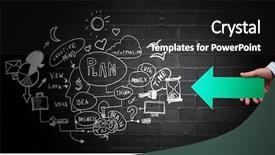  Presentation with pointer - Slide set enhanced with fingerpost - arrow pointer in hand background and a dark gray colored foreground