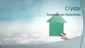  Presentation with pointer - Amazing presentation design having fingerpost - arrow pointer in hand backdrop and a  colored foreground