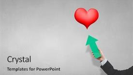  Presentation with pointer - Colorful presentation design enhanced with fingerpost - arrow pointer in hand backdrop and a  colored foreground