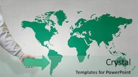  Presentation with pointer - Theme featuring fingerpost - arrow pointer in hand background and a seafoam green colored foreground