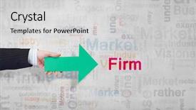  Presentation with pointer - PPT theme consisting of fingerpost - arrow pointer in hand background and a light gray colored foreground