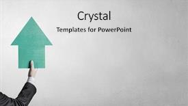  Presentation with pointer - Amazing PPT theme having fingerpost - arrow pointer in hand backdrop and a light gray colored foreground