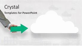  Presentation with pointer - Cool new slides with fingerpost - arrow pointer in hand backdrop and a  colored foreground