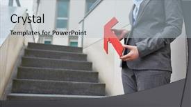  Presentation with upwards - PPT layouts enhanced with fingerpost - red arrow pointing the way background and a light blue colored foreground