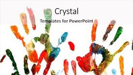  Presentation with fingerprint - Audience pleasing presentation consisting of fingerprint scanner - colorful handprint isolated backdrop and a sky blue colored foreground