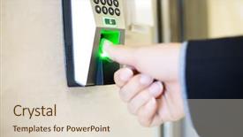  Presentation with fingerprint - Colorful PPT theme enhanced with fingerprint scanner on wall backdrop and a lemonade colored foreground