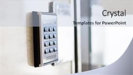  Presentation with fingerprint - PPT theme featuring fingerprint scanner on wall background and a light blue colored foreground