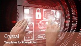  Presentation with fingerprint - Presentation design enhanced with fingerprint security - hands pointing and presenting background and a red colored foreground
