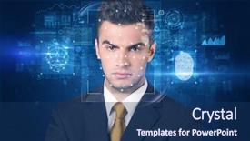  Presentation with human face - PPT layouts enhanced with verification - face and fingerprint detection background and a ocean colored foreground