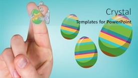  Presentation with bunny - PPT layouts consisting of fingers as easter bunny against blue vignette background background and a light blue colored foreground
