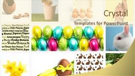  Presentation with broken egg - PPT theme enhanced with fingers as easter bunny against broken easter egg background and a cream colored foreground