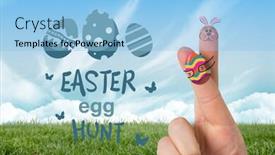  Presentation with bunny - Beautiful PPT layouts featuring fingers as easter bunny against field and sky backdrop and a light blue colored foreground