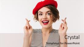  Presentation with good luck - PPT theme having fingers crossed for good luck background and a coral colored foreground