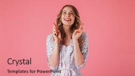  Presentation with good luck - Slides with fingers crossed for good luck background and a coral colored foreground