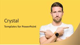  Presentation with direction - Beautiful PPT theme featuring fingers different direction disagree backdrop and a yellow colored foreground