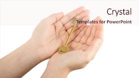  Presentation with black and gold and white - Amazing PPT theme having fingers holding golden key isolated backdrop and a  colored foreground
