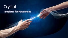  Presentation with electric current - Theme consisting of fingers in empty space background background and a  colored foreground