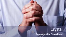  Presentation with faithful - Presentation design featuring fingers in worship to god background and a ocean colored foreground