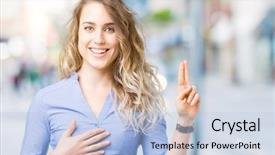  Presentation with chest - Amazing slides having fingers making a loyalty promise backdrop and a light blue colored foreground