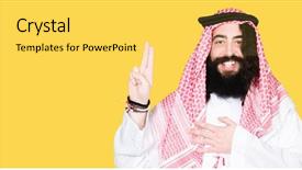  Presentation with long hair man - Beautiful slide deck featuring fingers making a loyalty promise backdrop and a  colored foreground