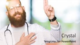  Presentation with being new doctor - Audience pleasing PPT theme consisting of fingers making a loyalty promise backdrop and a lemonade colored foreground