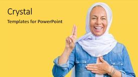  Presentation with eastern - Theme enhanced with fingers making a loyalty promise background and a yellow colored foreground