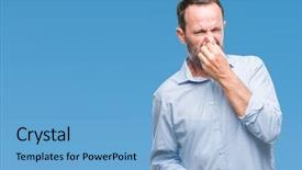  Presentation with bad breath - Colorful slide deck enhanced with fingers on nose bad backdrop and a light blue colored foreground