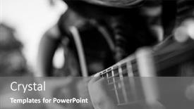  Presentation with strings - Cool new PPT theme with fingers-on-the-strings-girl backdrop and a gray colored foreground