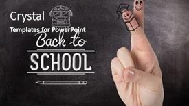  Presentation with black students - Cool new PPT theme with fingers posed as students against black background backdrop and a dark gray colored foreground