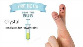  Presentation with fingers - Presentation theme consisting of fingers smiling against flu shot background and a white colored foreground