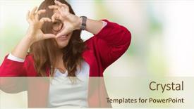  Presentation with shape heart - Amazing slides having fingers smiling looking through sign backdrop and a  colored foreground