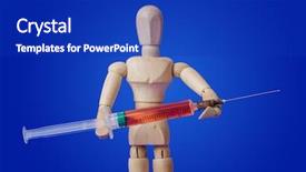  Presentation with wooden toy - Presentation theme enhanced with fingures - wooden toy figure with syringe background and a royal blue colored foreground