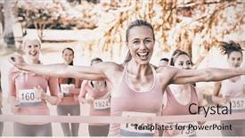  Presentation with breast cancer awareness - Beautiful slides featuring finish line work - smiling women running for breast backdrop and a soft green colored foreground