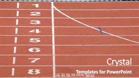  Presentation with race track - Beautiful PPT theme featuring finish point of race backdrop and a coral colored foreground