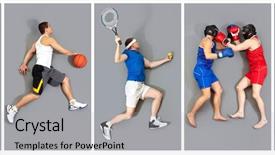  Presentation with sports - Slide deck with finish strong - collage of young men background and a light gray colored foreground