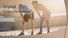  Presentation with finish strong - Presentation design featuring finish strong - fit athletic couple resting catching background and a coral colored foreground