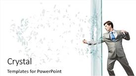  Presentation with glass - Colorful PPT layouts enhanced with finish strong - furious businessman crashing glass wall backdrop and a white colored foreground