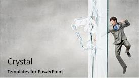  Presentation with finish strong - Presentation theme with finish strong - furious businessman crashing glass wall background and a  colored foreground