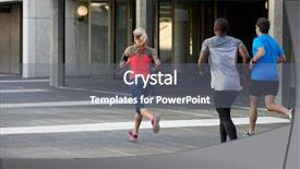  Presentation with runners - Colorful slide deck enhanced with finish strong - group of runners sprinting backdrop and a gray colored foreground