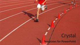  Presentation with finish strong - Audience pleasing slides consisting of finish strong - running athlete at the stadium backdrop and a red colored foreground
