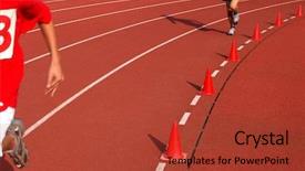 Presentation with finish strong - Beautiful slides featuring finish strong - running athletes at the stadium backdrop and a red colored foreground