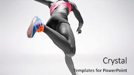  Presentation with sporty - Beautiful PPT layouts featuring finish strong - sporty woman finishing her run backdrop and a light gray colored foreground