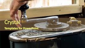  Presentation with finish strong - Audience pleasing presentation theme consisting of finish strong - throttle of a tram backdrop and a tawny brown colored foreground