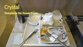  Presentation with food service - Audience pleasing presentation consisting of finished airplane food airline catering backdrop and a tawny brown colored foreground